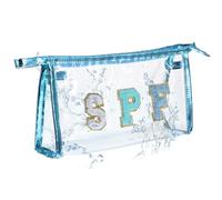 Yuomeaz Clear Makeup Bag for Beach, Waterproof SPF Beach Bag for Travel, Summer Pool Storage Pouch Sunscreen Cosmetic Swim Women Men (Blue)
