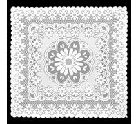 Yuomeaz Milky White Lace Tablecloth, 35 x 35 Inch Lace Table Cloth, Vintage Embroidered Style Crochet Tablecloths, Coffee Table Topper Furniture for Kitchen Dining Room Party