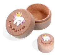 Yuomeaz Tooth Fairy Box, 3D Carved Tooth Fairy Bag, Wooden Teeth Box Pouch, Cute Teeth Keepsake Storage Boxes for Gifts