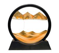 Yuomiker Dripping Sand Paint - Dynamic Sand Image, 3D Round Glass Hourglass Frame, Movable Sand Art Image for Home Office Decoration (Yellow, 12 Inches)