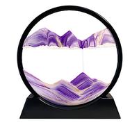 Yuomiker Moving Sand Art Picture in Motion, Liquid Motion Round Glass Frame, 3D Hourglass Deep Sea Landscape Flowing Sand Relaxing Desktop Decor (Purple, 7")