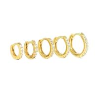 YUOPMB 925 Sterling Silver Earrings for Women Round Micro Inlay Earrings Hoops Zircon Diamond Jewelry Brincos 6 7 8 9mm(A 1pair_8mm)