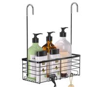 YUOROS Hanging Shower Caddy, Over the Door Shower Organizer Rack 304 Stainless Steel Rustproof Bathroom Storage Shampoo Holder Basket (Black)