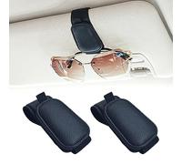Yuoyar 2 Packs Magnetic Sunglass Holder for Car Visor - Universal Sunglasses Clip for Different Size Eyeglasses - Convenient Interior Car Accessories (Black)