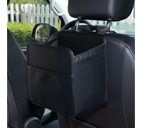 Yuoyar Car Trash Can Bin - Car Garbage Bag Hanging for Back Seat - Foldable Storage Bag Organizer for Car (Black) (Black)