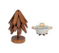 Yuoyar Coasters, Wooden Tree-Shaped Sapeli Wood Drink Coasters Set for Coffee Table, Kitchen Table Decor (Large(Trivets))