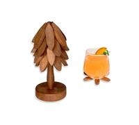 Yuoyar Coasters, Wooden Tree-Shaped Sapeli Wood Drink Coasters Set for Coffee Table, Kitchen Table Decor (Medium(Coaster))