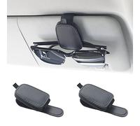 Yuoyar 2 Packs Sunglasses Holders for Car Visor - Magnetic Leather Sunglasses Holder and Ticket Card Clip - Car Visor Accessories (Black)