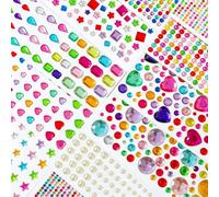 YUOYMUL Rhinestone Stickers,Self Adhesive Gem Stickers, 11 Sheets Acrylic Crystal Diamond Stickers, Multicolour Assorted Shapes for Crafts Nail Face DIY Decor