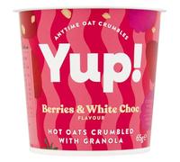 Yup! Berries & White Chocolate Instant Porridge Pots With Granola. Instant Pot Multipack 12 x 65g Pots On The Go. Healthy Snacks Great Source Of Protein & Fibre. Suitable for Vegetarians