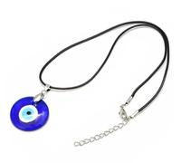 Yup It All - 3cm Evil Eye Glass Pendant Necklace Leather Rope Chain Devil's Eye Nazar Battu for Home Car Baby Bracelet Protection Blessing Good Luck Gifts for Women Men Him Her Friendship