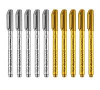 Yupaluz 10pcs Metallic Marker Pens,Gold And Silver Pens,Quick-Drying Permanent Silver Pens Metallic For Art, Card Making, Scrapbook & Diy Projects