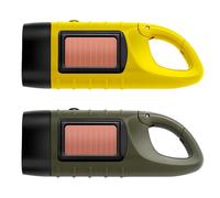 Yupaluz 2 Pcs LED Solar Torch & Wind Up Torch UK with Carabiner Hook,Hand Crank Torch Portable for Camping Hiking Outdoor Survival (Yellow/Green)