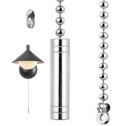 Yupaluz 2 Pcs Toilet Light Bathroom Pull Cord Handle Light Cord Pull String Silver Pendant with 85cm Bead Chain for Ceiling Fan Light Switch Blind