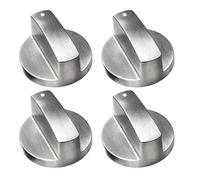 Yupaluz 4Pcs Universal Gas Hob Knobs, 6mm Silver Cooker Knobs Set, Durable Metal Stove Knobs Replacement for Kitchen Cooktop & Oven
