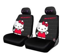 Yupbizauto Hello Kitty Cord Car Seat Cover with Embroiddery Pink Kitty Face Headrest Covers and Air Freshener