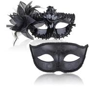 YUPDFGB 2 Pack Couple Masquerade Mask Set, 2pcs Cosplay Venetian Party Mask, Lace Couple Masks for Halloween Halloween Costume Mardi Gras Mask