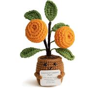 YUPDFGB Handmade Emotional Support Crochet Orange Tree with Inspirational Card, Positive Plant for Women, Men, Friend, Family Birthday, Funny Knitted Plant Toy for Motivational Office Desk Decor