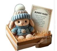YUPDFGB Mini Bunny Hug Cute Easter Gift,A Little Pocket Bunny Hug with Inspirational Card,Handmade Mini Plush Rabbit in Box,Bears Doll,Positive Gifts for Kids,Friends