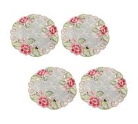 YUPEIUKLI Pack of 4 White Embroidered Lace Tables Mats 30cm Round Polyester Placemat for Dining Tables Decors