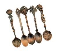 YUPEIUKLI Retro Art Alloy Spoon Set 5pieces Kitchen Utensils Sturdy Alloy Tableware Collection For Dining Elegances