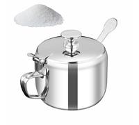 yupeuooe Stainless Steel Seasoning Box Spoon Included Counter Pot | Stainless Steel Seasoning Jar Airtight Lidded for Sugar Sesame Vinegar Meal Prep Catering Truck Restaurant Camping Picnic