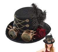 yupeuooe Top Hats | Steampunk Headwear with Goggles Design | Adjustable Headwear for Outfit Costume Renaissance Fairs Circus Cosplay Teens Women Men Adults