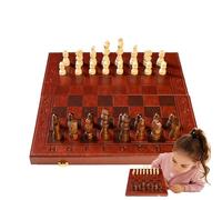 yupeuooe Wooden Chess Board Set - Tabletop Game Toy with Chess Pieces | Game, Folding Board, Brain Teaser for Home and Travel