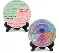 yupeuooe Wooden Feelings Wheel with Stand Emotions Chart Offices Decor Things I Can Control Therapies Offices Desk Decor Mental Health Emotions Chart for Counsels Social Worker Women Men