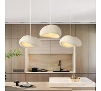 YUPIN Creative Polystyrene Pendant Light Wabi-sabi Beige/Brown Height-Adjustable Dining Table Hanging Light E27 Modern Cream Japanese-Style Pendant Lamp for Dining Room Living Room Kitchen(B-Beige)