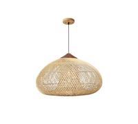 YUPIN Natural Round Rattan Lamp Handmade Wicker Pendant Light E27 Height Adjustable 120cm Suitable for Bedroom Dining Room Kitchen Cafe (no Bulb)(Natural,40CM)