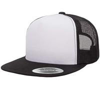Yupoong Men's Yp Classic Trucker Cap Front Hat, Black/White/Black, One Size