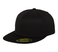 Yupoong Women's Flexfit Premium 210 Fitted Flat Peak Cap in Black | Size: S/M Yupoong Black S/M