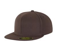 Yupoong Women's Flexfit Premium 210 Fitted Flat Peak Cap in Brown | Size: S/M Yupoong Brown S/M