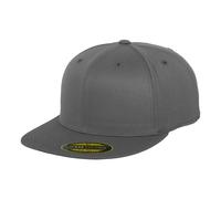 Yupoong Women's Flexfit Premium 210 Fitted Flat Peak Cap in Dark Grey | Size: Large/XL Yupoong Dark Grey L/XL
