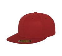 Yupoong Women's Flexfit Premium 210 Fitted Flat Peak Cap in Red | Size: Large/XL Yupoong Red L/XL