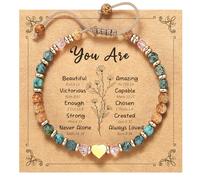 yupoxiu Inspirational Gifts for Women Birthday - Healing Natural Stone Bracelets, Thinking of You Get Well Soon Gifts for Women Friend Sister, One Size, Stone, no gemstone