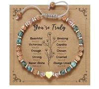 yupoxiu Inspirational Gifts for Women Healing Natural Stone Bracelets - Thinking of You, Get Well Soon Encouragement Gifts for Women Sister Friend, One Size, Stone, no gemstone
