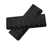 YUPPIE TONE Bra Strap Extension 8 Hooks 3 Row Underwear Lengthened Buckle 2pcs Black