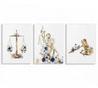 YUPPOG Attorney Lady Wall Art Justice Law Patent Poster and Print Home Decor Law School Graduation Canvas Painting Lawyer Office Decor-40x60cmx3 Frameless