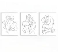 YUPPOG Gay Faggotry Wall Art Minimalist Line Art Posters Man Kiss Hug Love Prints Black White Canvas Picture Art Painting for Bedroom Home Decor-40x60cmx3 Frameless