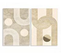 YUPPOG Mid Century Wall Art Abstract Geometric Beige Line Posters Modern Canvas Painting Print Pictures Living Room Decor-50x70cmx2 Frameless