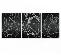 YUPPOG Minimalist Lesbian Art Prints Female Gay Poster Love Couple Line Draw Wall Art Black White Canvas Pictures Art Painting for Bedroom Home Decor-50x70cmx3 Frameless