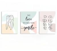 YUPPOG Teeth Line Oral Health Dentist Wall Art Minimalist Dental Art Prints Aesthetic Canvas Posters Wall Pictures for Dental Clinic Hospital Room Decor-40x60cmx3 Frameless