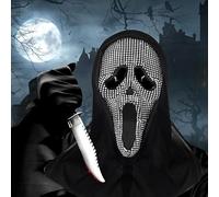 Yuqilin Horror Mask, Halloween Masks, Scream Mask, Scary Mask, Ghost Mask, Halloween Screaming Ghost Mask with Diamonds, Ghost Scream Mask, for Halloween Theme Parties