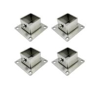 Yuqim 4 Pack Heavy Duty Stainless Steel Post Bases, Square Deck Post Brackets, Post Anchors for Wood Fence Railing, 1.2'' x 1.2''