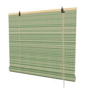 YUQIWKK Bamboo Blinds for Interior Windows, Roll Up Bamboo Blinds for Windows, Reed Roller Shades Privacy Protection Porch Blackout Roll-up Bamboo Windows Curtain with Lifter, WxH(Green,150 x 300 cm)