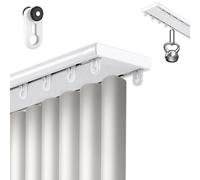 YUQIWKK Silent Double Curtain Track, Double Row Ceiling Curtain Track, Room Divider/Bedroom/Window/Hotel Drop Ceiling Curtains Tracks, Area Privacy & Partition, Easy Install(White,390cm(12.8ft))