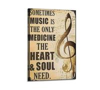 YUQLAGA Motivational Music Notes Canvas Wall Art - Sometimes Music Is The Only Medicine Poster Canvas Wall Art For Living Room Bedroom Gaming Room Office Posters 20x30inch(50x75cm)
