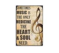 YUQLAGA Motivational Music Notes Canvas Wall Art - Sometimes Music Is The Only Medicine Poster Canvas Wall Art For Living Room Bedroom Gaming Room Office Posters 20x30inch(50x75cm)